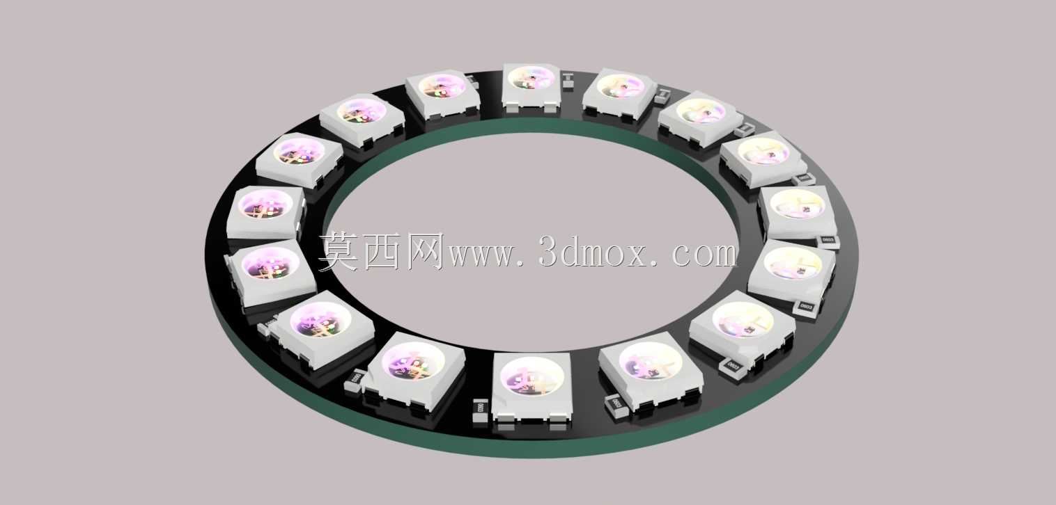WS2812B环形8至45 LED黑色PCB