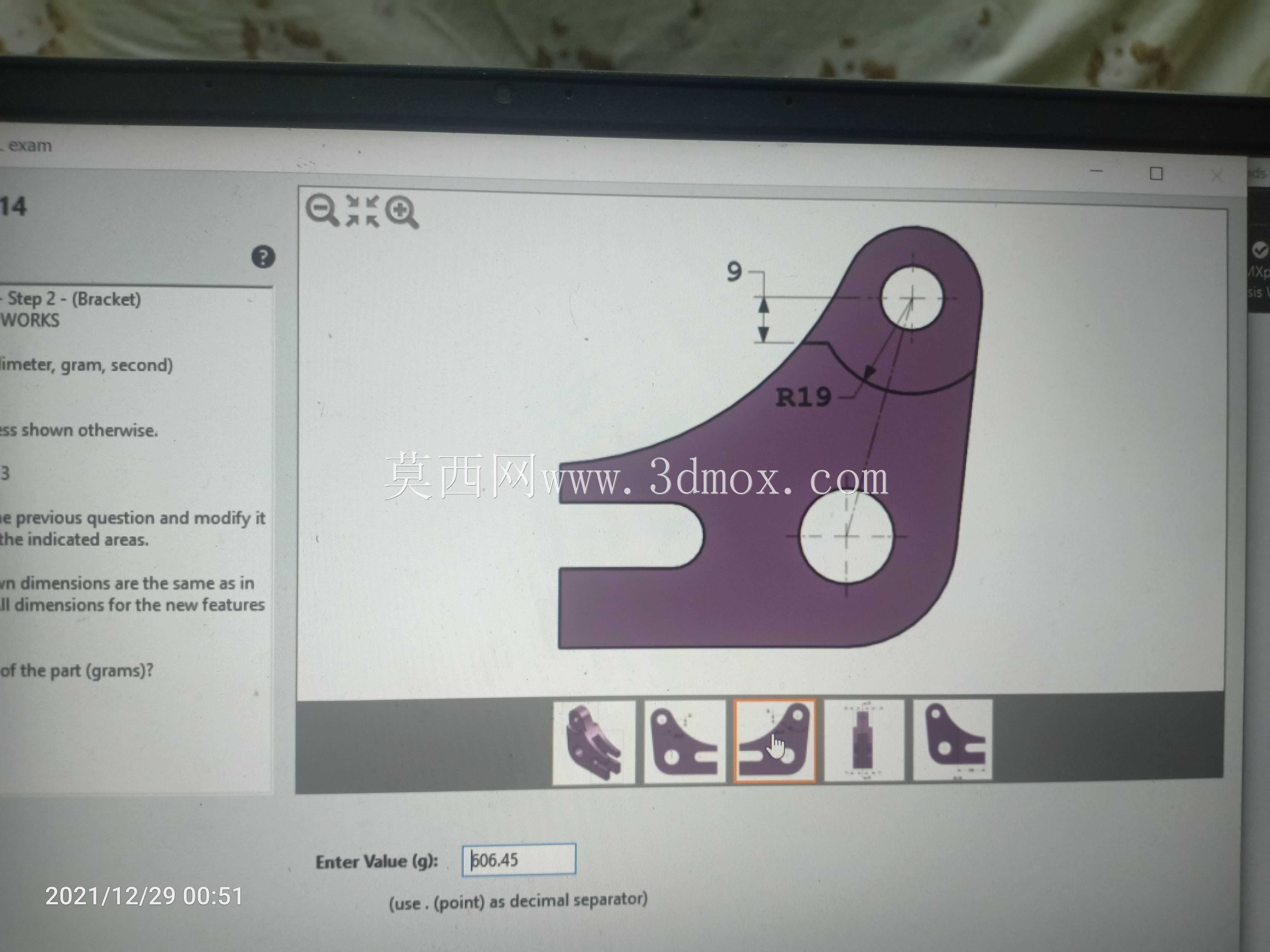 CSWA认证SOLIDWORKS助理实际考试建模问题用于锻炼