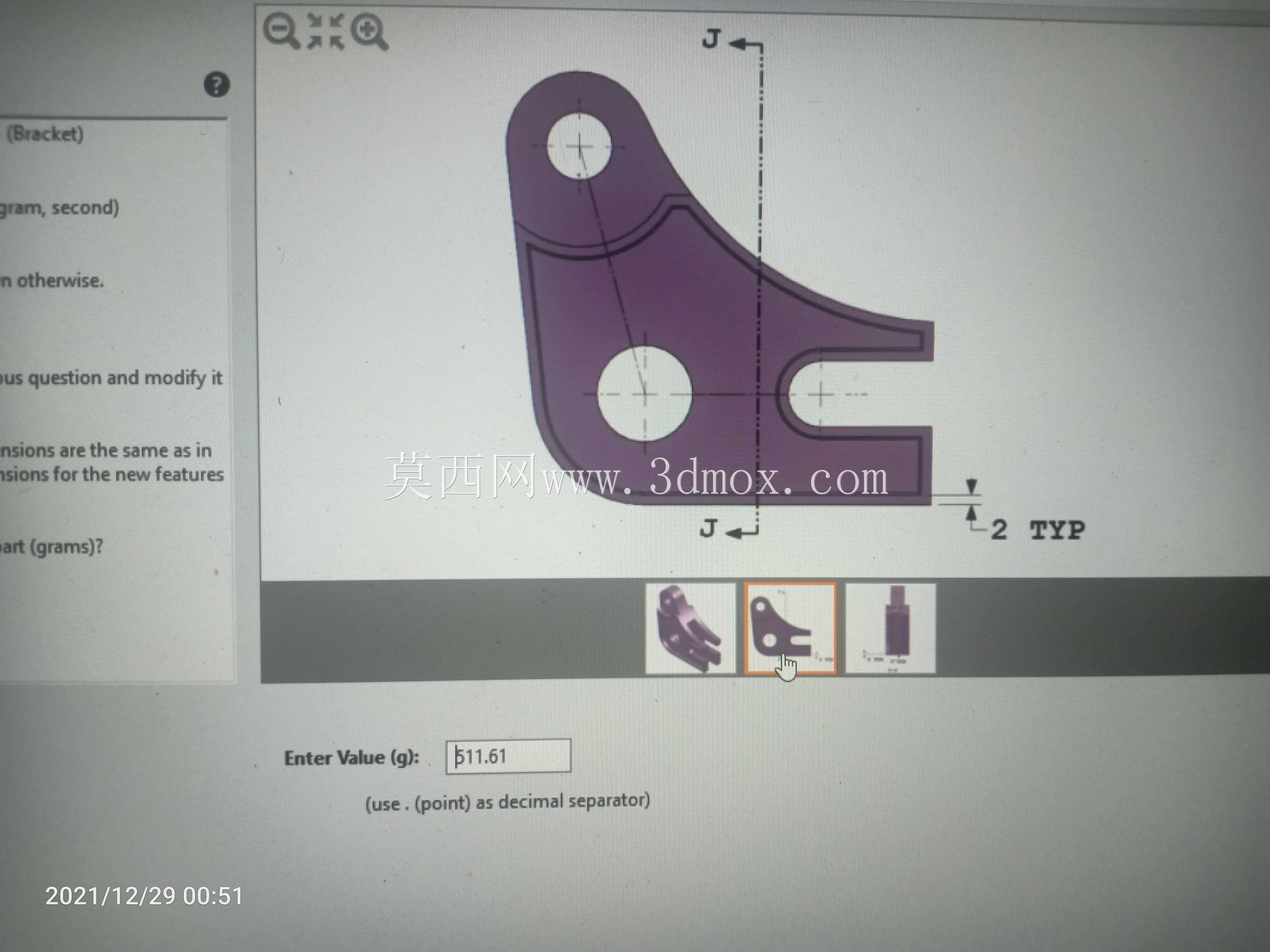 CSWA认证SOLIDWORKS助理实际考试建模问题用于锻炼