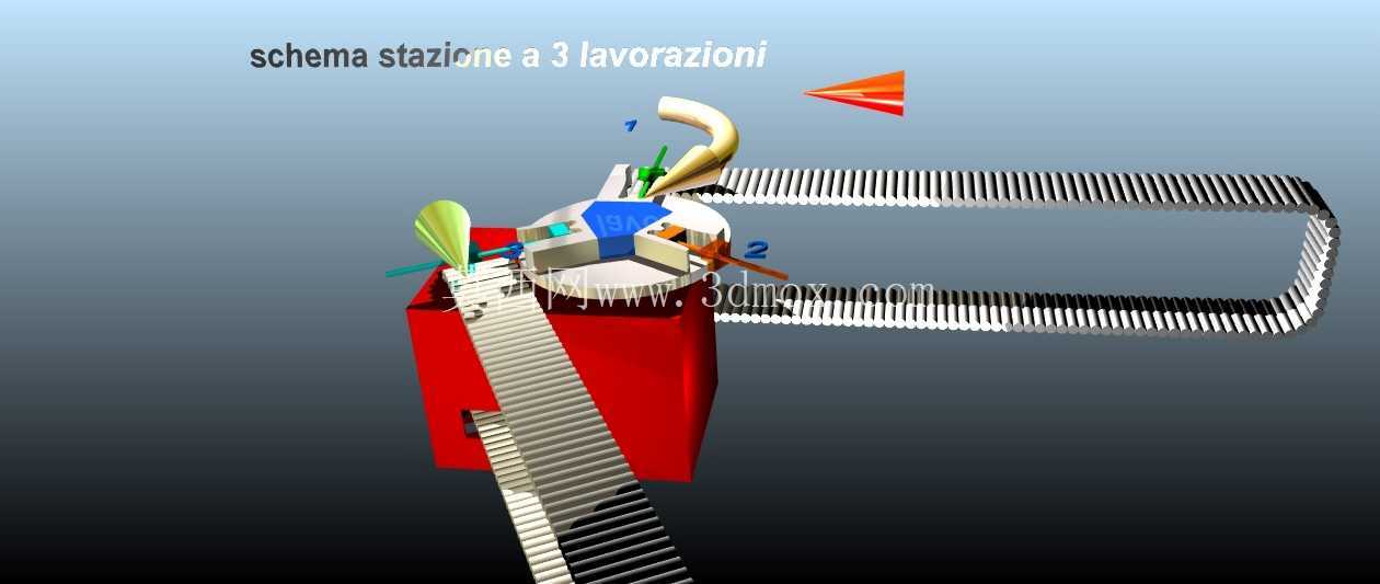 每个 stazione con 3 lavorazioni 的架构