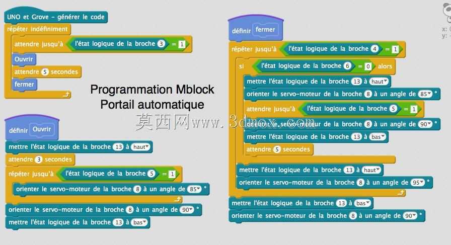 Portail couissant 自动可编程 Arduino Mblock