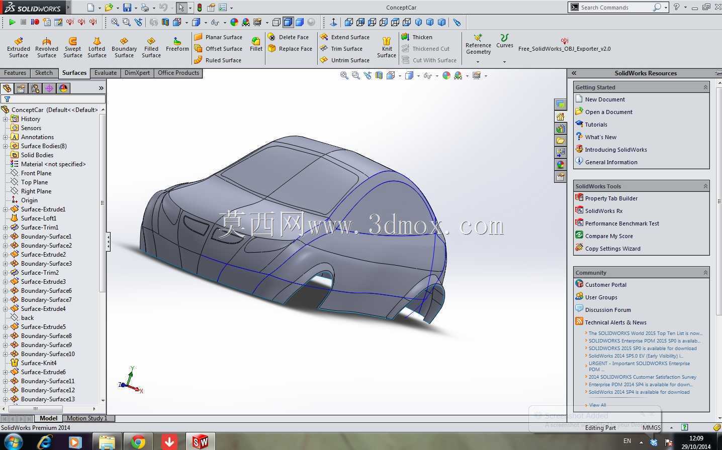 使用 Solidworks 为汽车建模