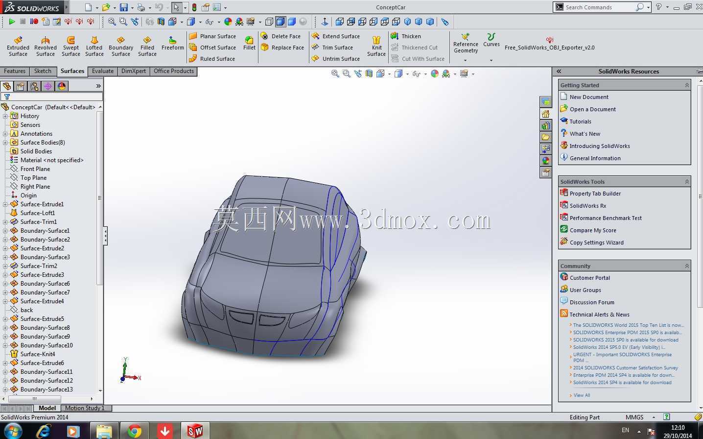 使用 Solidworks 为汽车建模
