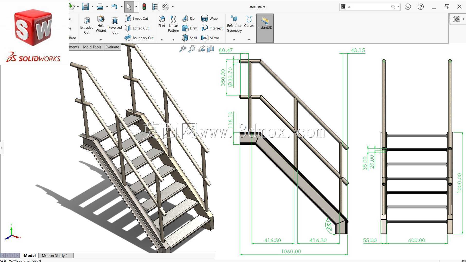 Solidworks 钢楼梯焊件和钣金 #solidworksweldments #solidworkssheetmetal