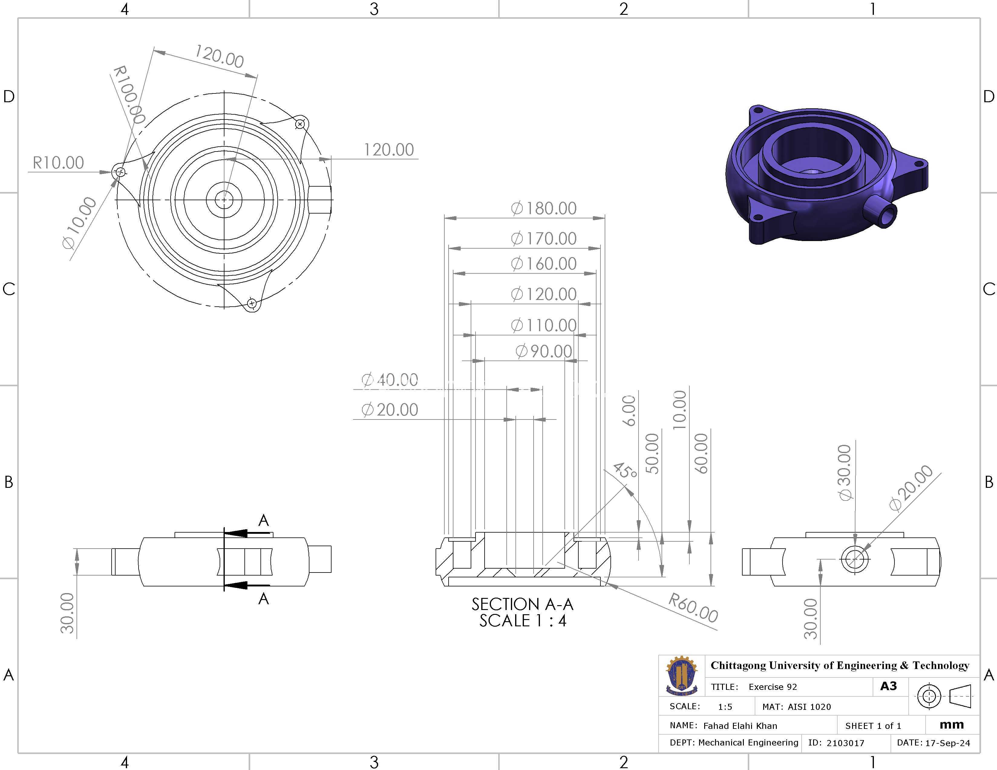 AISI 1020 SolidWorks ��� |��ת��͹̨��ѹ\u0026Բ��ͼ�����