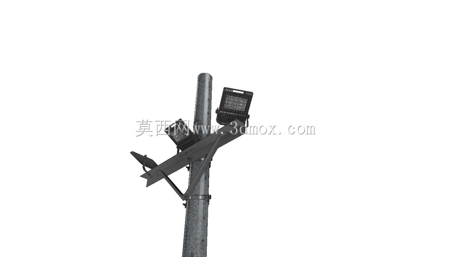 Poste con cruceta y 3 个反光板和 caja pie de poste