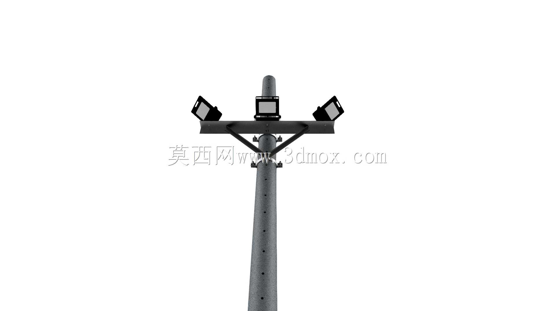 Poste con cruceta y 3 个反光板和 caja pie de poste