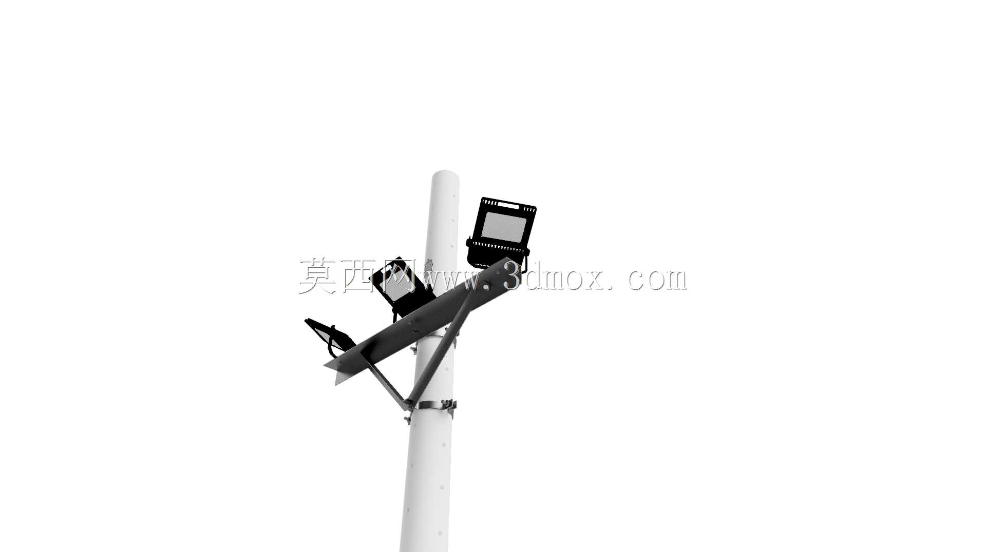 Poste con cruceta y 3 个反光板和 caja pie de poste