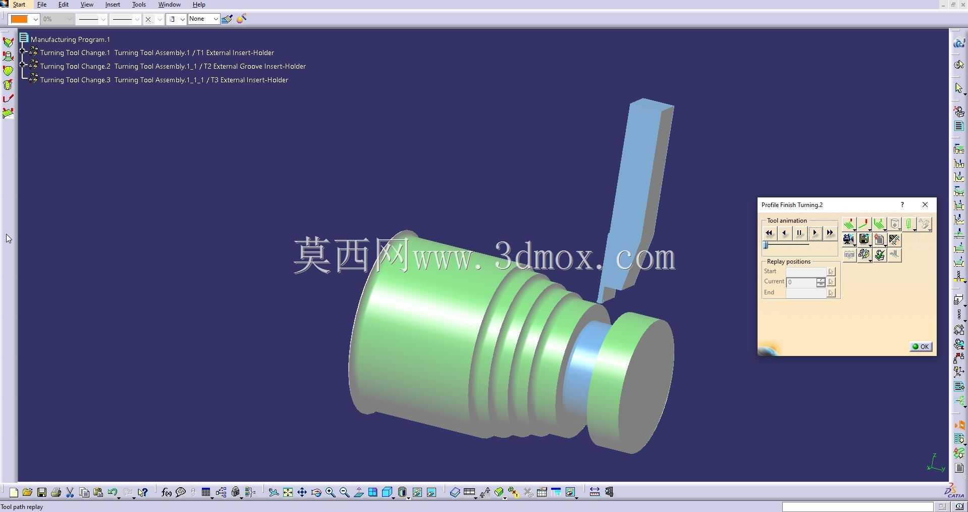 CATIA V5中零件的简易车床加工