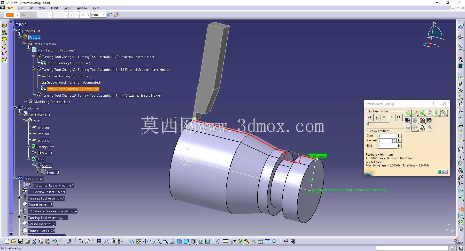 CATIA V5中零件的简易车床加工