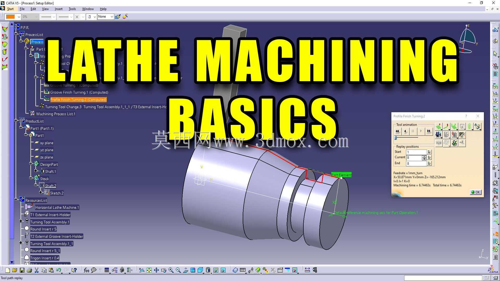 CATIA V5中零件的简易车床加工