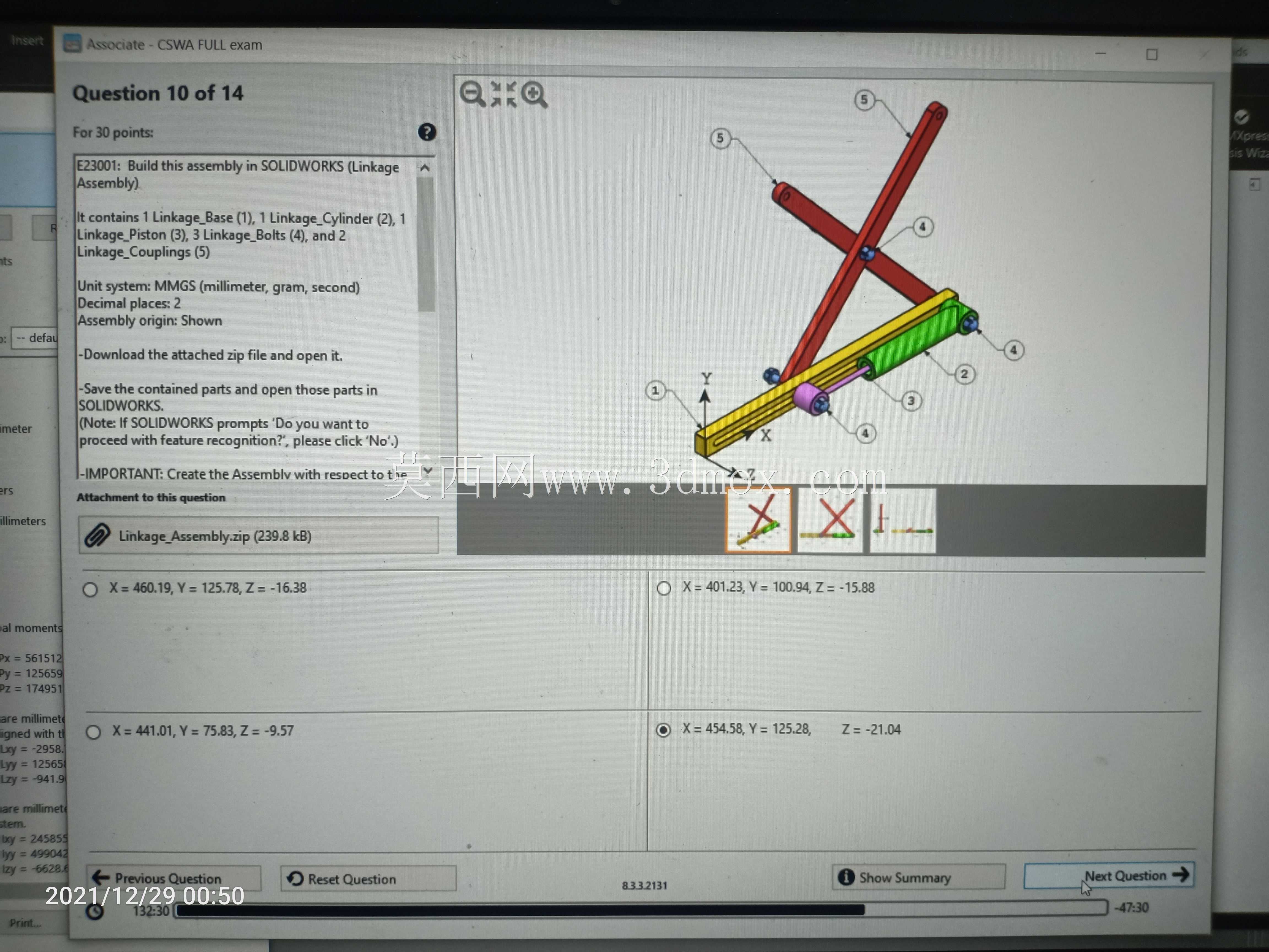 CSWA认证SOLIDWORKS合伙人实际考试组装问题用于锻炼