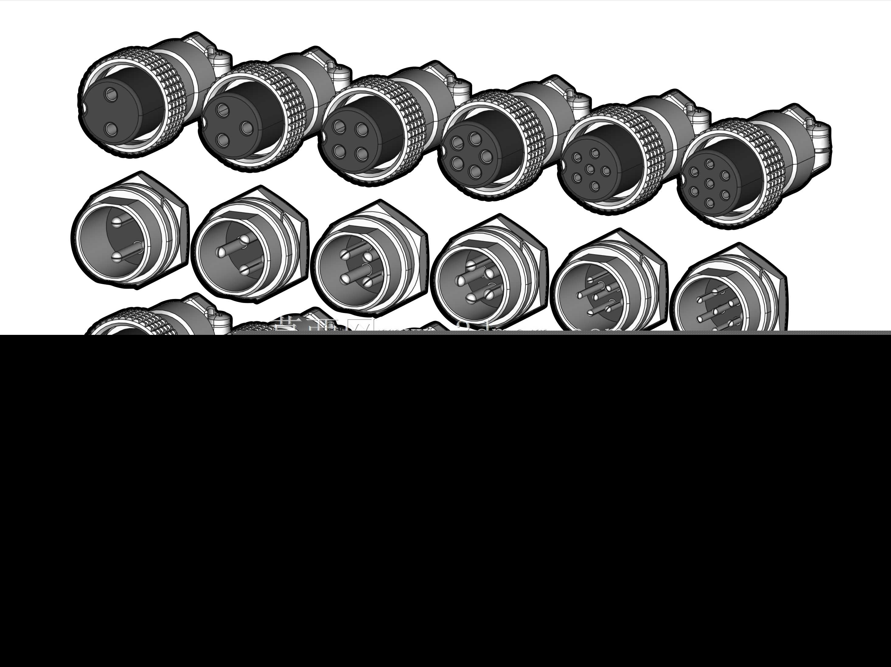 GX20 航空连接器,2、3、4、5、6、7、8、9、10、12、14、15 针。