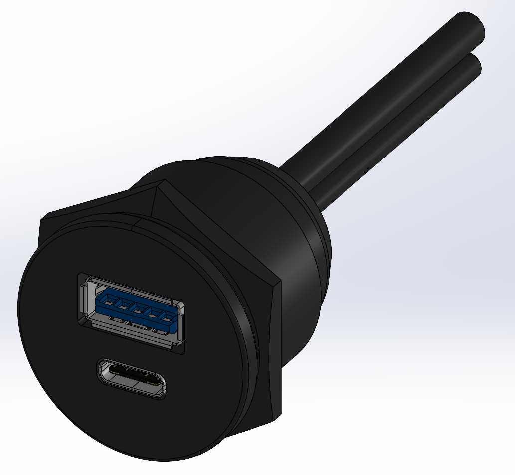 圆形面板安装双USB(USB-A、USB-C母头)