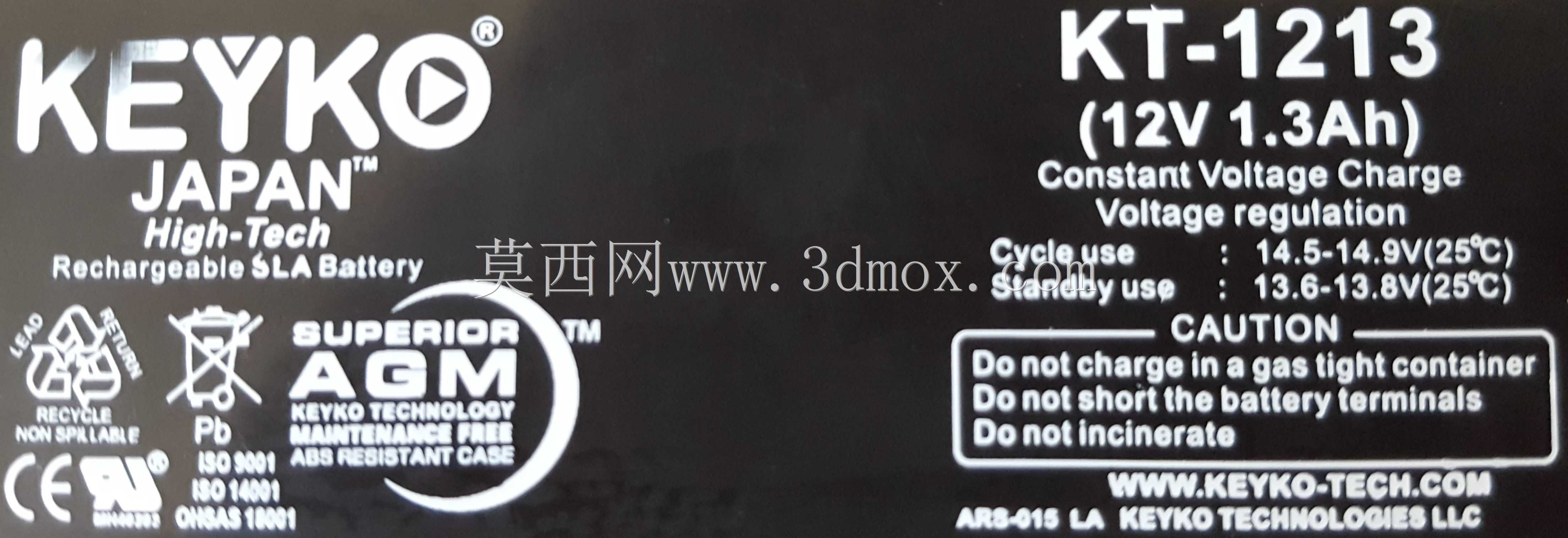 KT-1213,12 V,1.3 Ah,AGM 铅酸电池