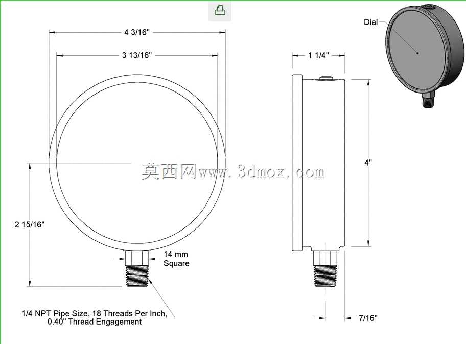 4\" 直径 0-100 psi 气压表