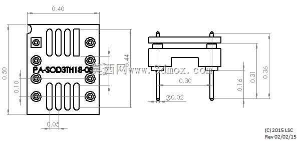 用于电子元件的8针SO到DIP适配器。PA-SOD3TH18-08