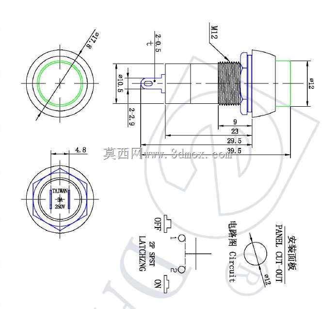 DC185-IC185-12mm��ť��ɫ