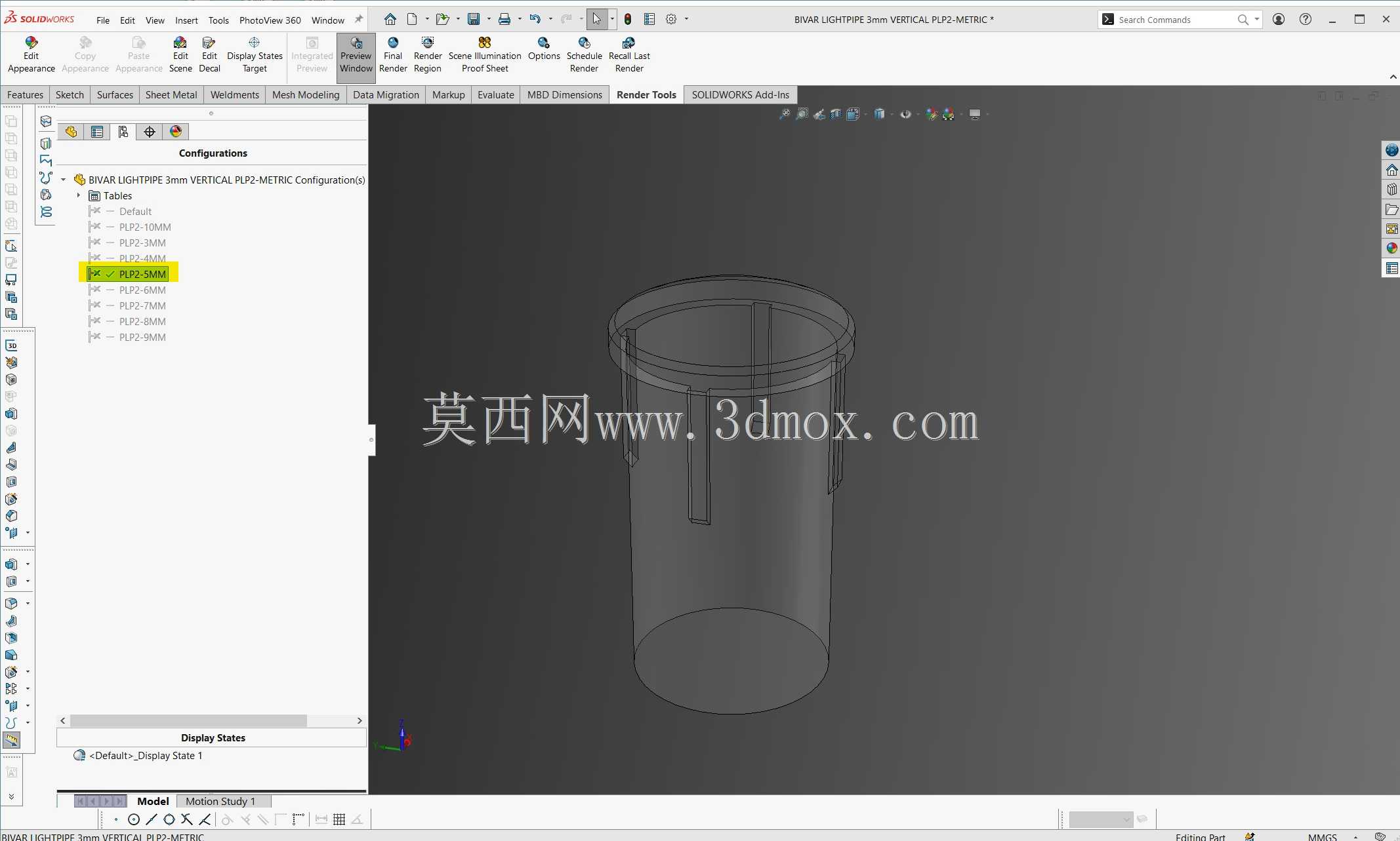 BIVAR LIGHTPIPE 3mm 垂直 PLP2 公制