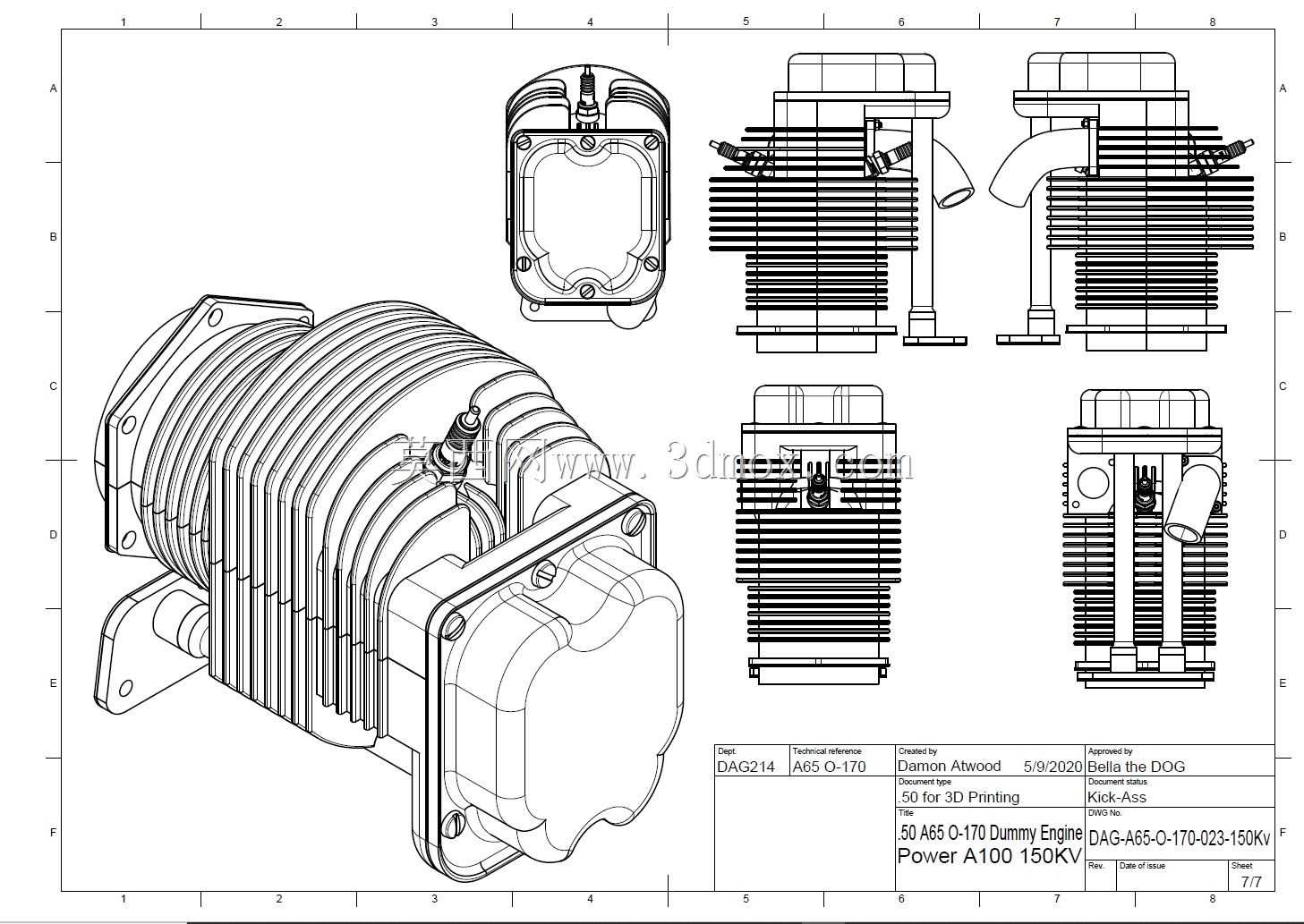 Aircraft Boxer Engine Cylinder��Cub Style��STEP�ļ�