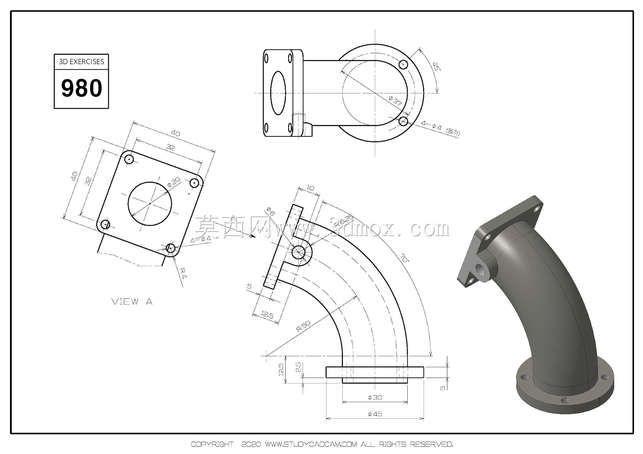 Studycadcam三维CAD练习980/带法兰的管道/Tubería con Bridas/Autodesk Inventor Pro