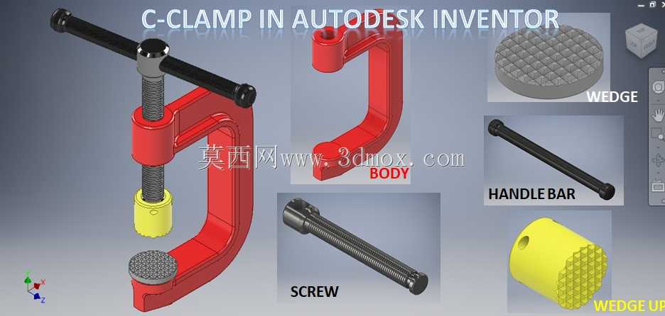Autodesk Inventor 中的 C CLAMP || Inventor 装配教程 ||发明家教程 || 3D CAD 建模