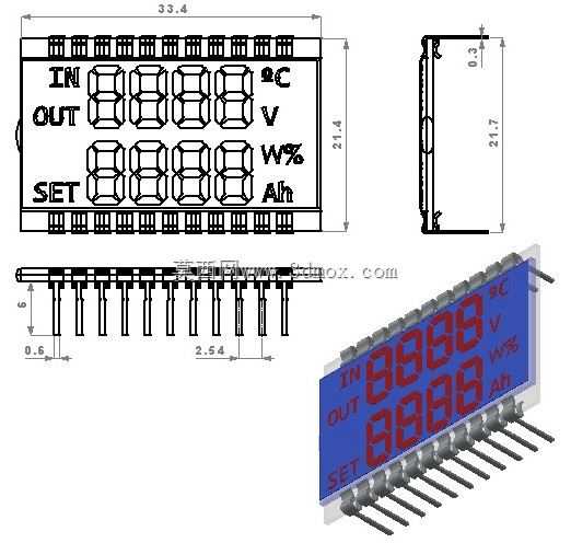 ��ʾҺ�����⣻33.4x21.4mm
