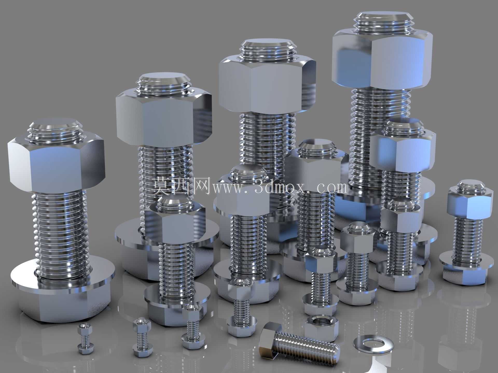 Cad库:ASME B18.2螺栓\u0026六角螺母