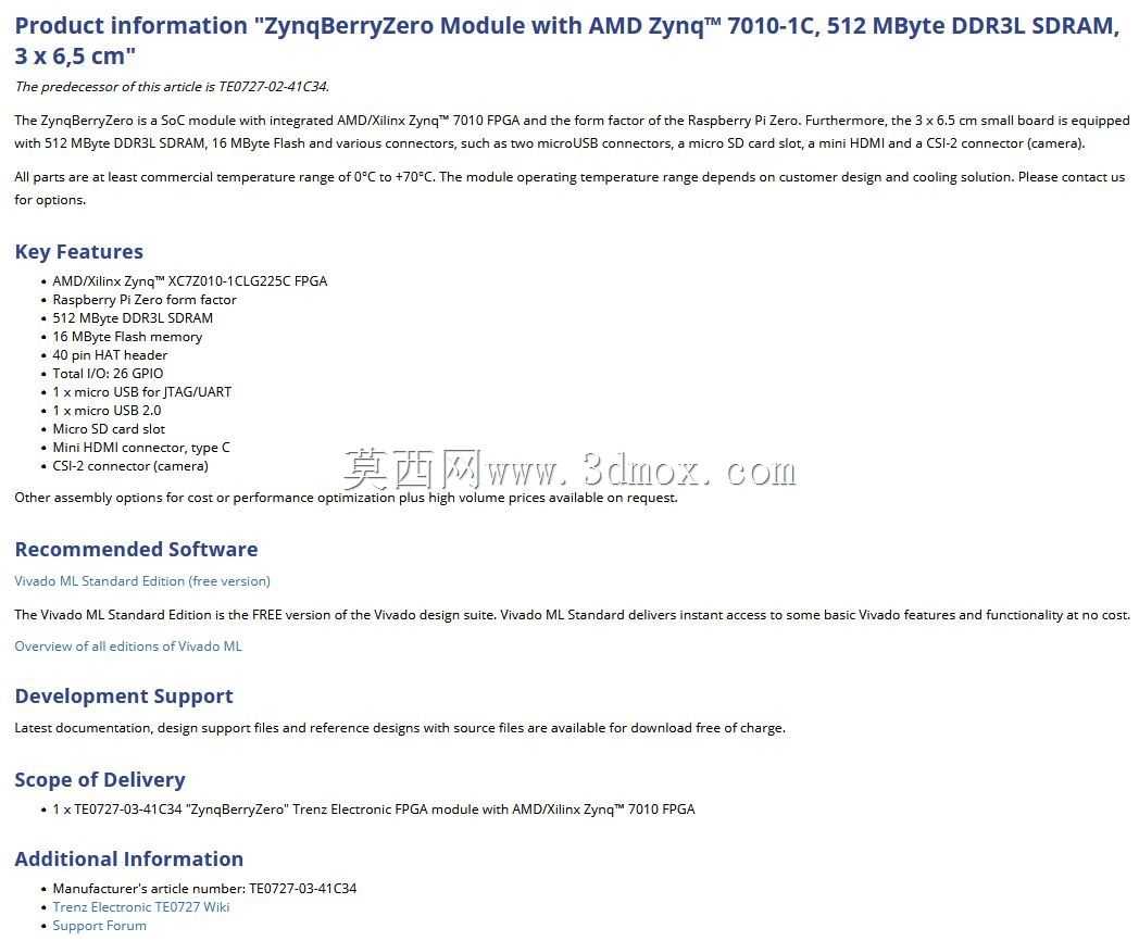 Trenz��ZynqBerry��Zero SoC FPGAģ��