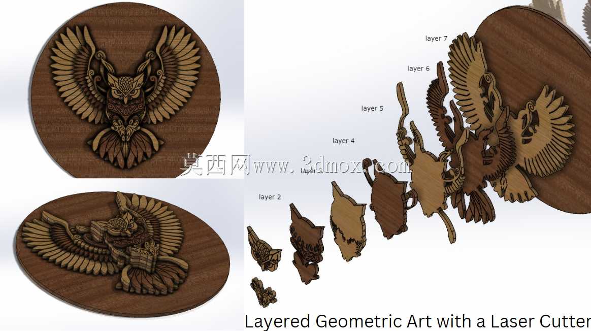猫头鹰激光切割模型3D打印模型