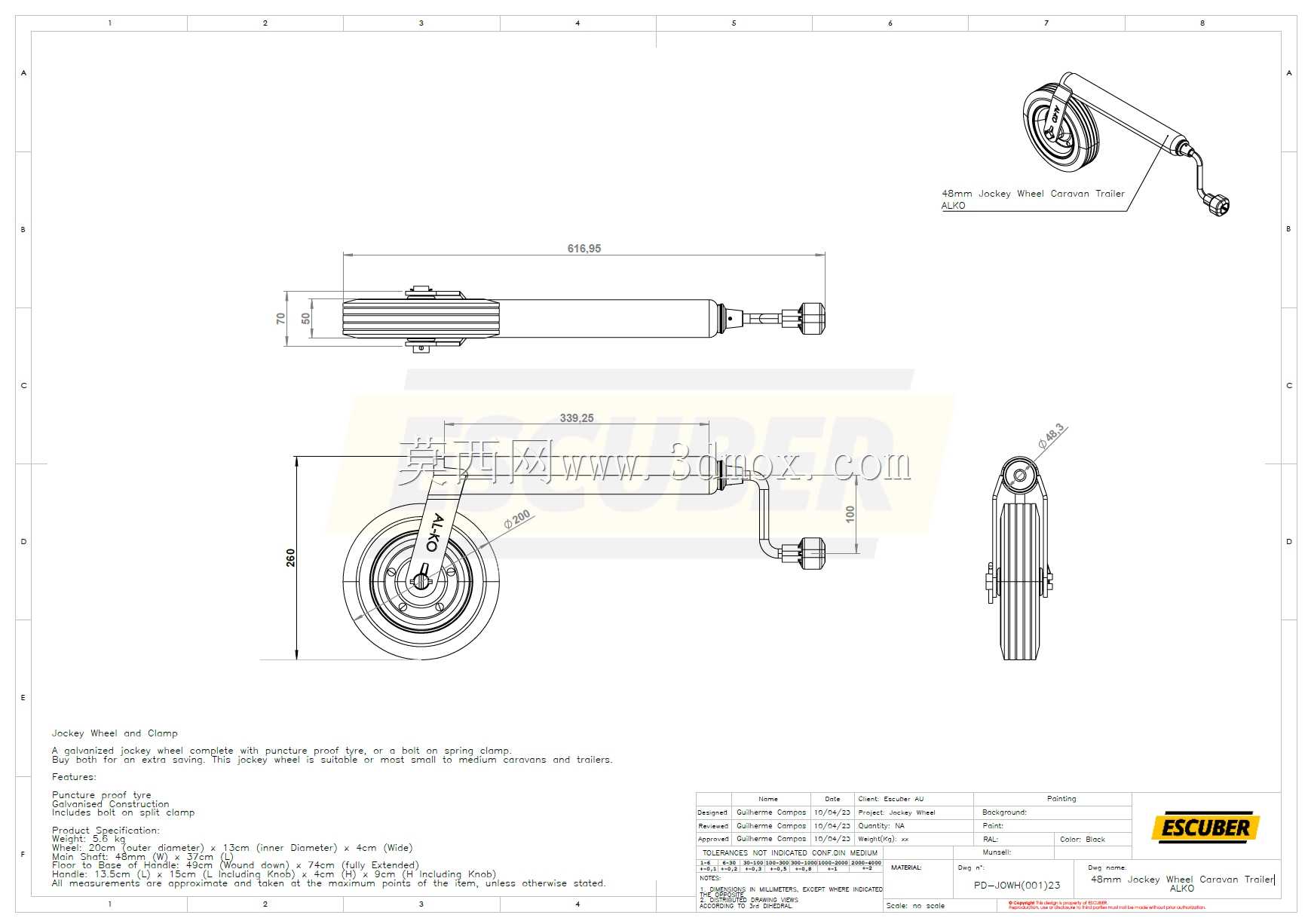48mm Jockey Wheel房车拖车-ALKO