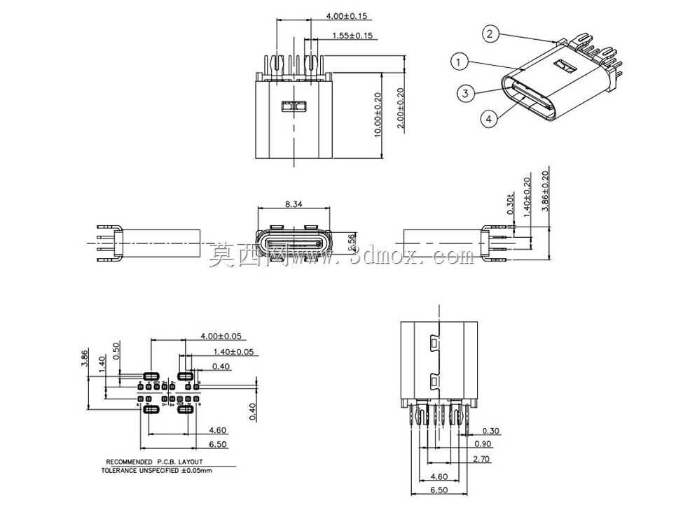 USB C��������ֱH=10mm
