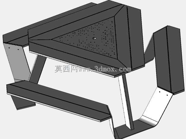 带集成长椅的户外三角桌