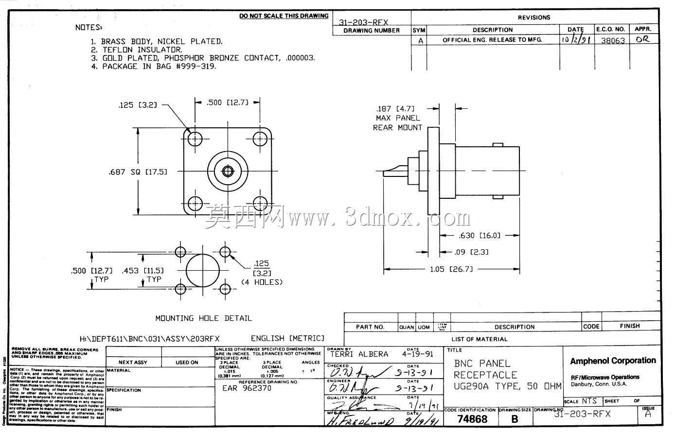 Amphenol 4 GHz BNCͬ��17.5mm 4�׷���������
