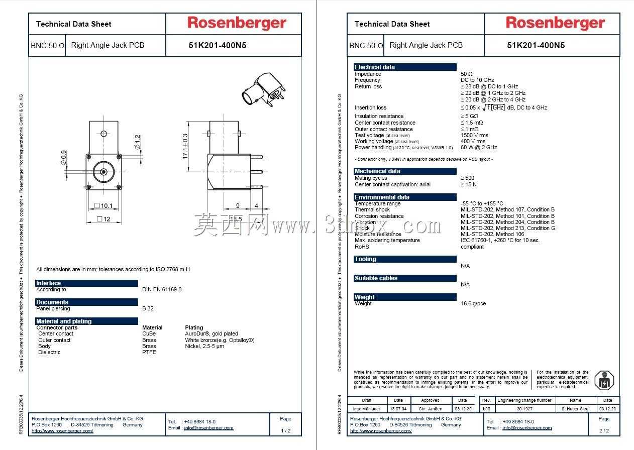 Rosenberger 4GHz BNCֱ��PCBͬ��������