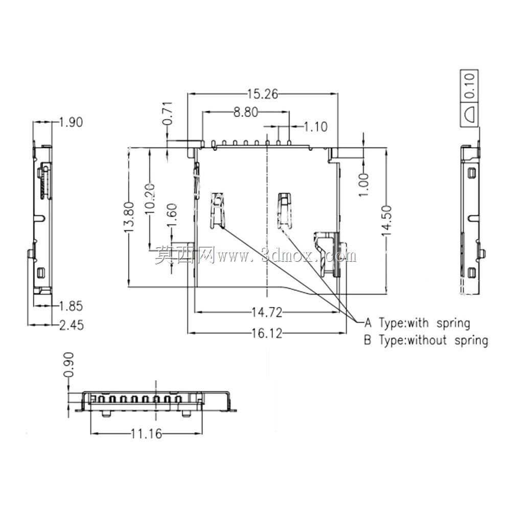 MicroSD插座(插槽),如TFP09-2-12B、TF-01A\u0026等。