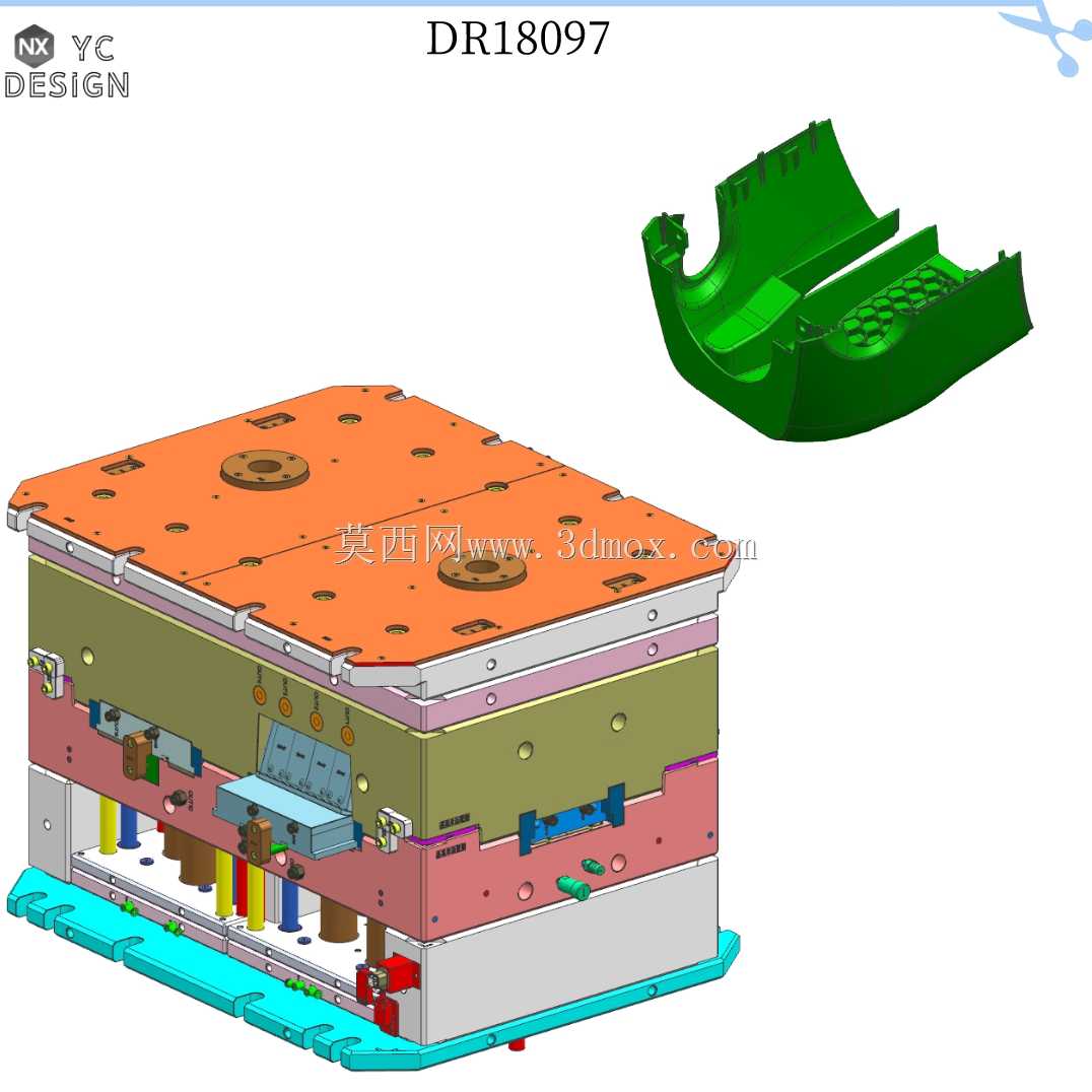 【注塑】汽车内饰产品模具设计方案,滑块+斜顶DR18097