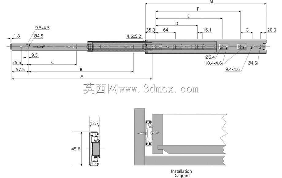 伸缩式抽屉滑轨