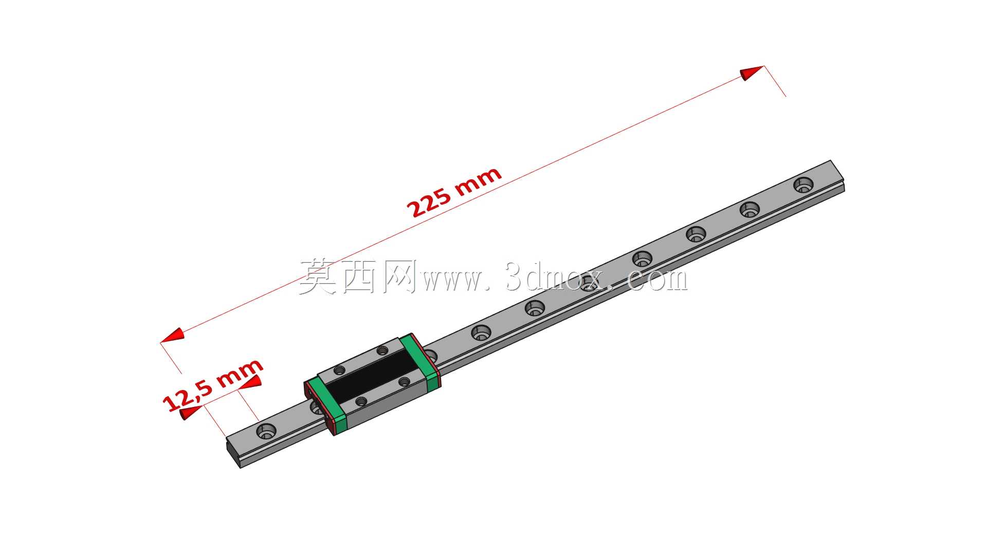 Hiwin MGN7 MGN9 MGN12 MGN15导轨任意长度(FreeCAD)