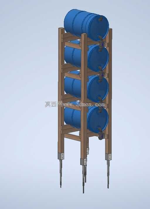 带4个55加仑塑料桶的储水器