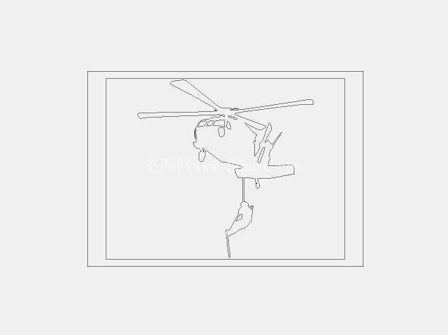 墙体艺术直升机激光切割轮廓模型