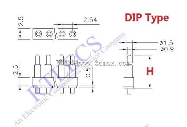 弹簧式 Pogo Pin 连接器单排 2.54MM 间距