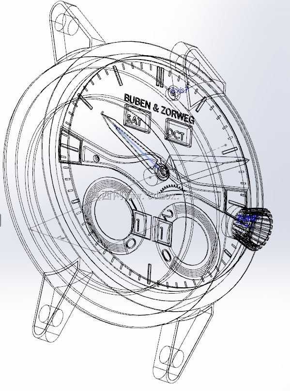 模拟CAD型号 - Buben \ U0026zorweg一个永久日历手表练习