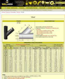 Tê 45 graus - PARAMETRICO - 规范 ANSI B16.9 sella sch 40