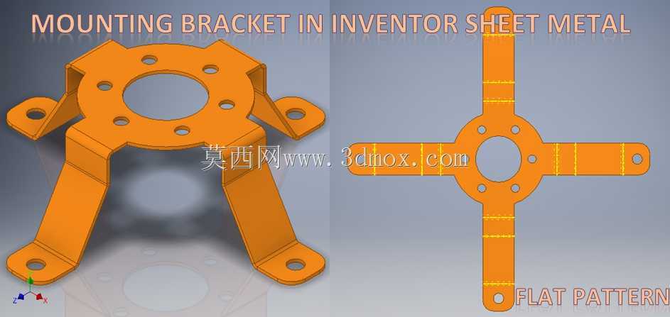 Autodesk Inventor板金属的安装支架|| 发明人钣金|| 钣金基础3D