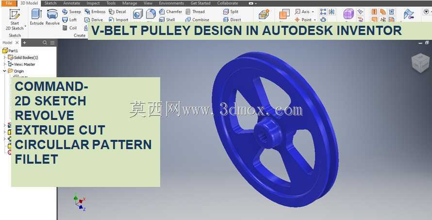  v-belt Pulley in Autodesk Inventor || �����˽̳�||  CAD�̳�|| ������Ʒ�����