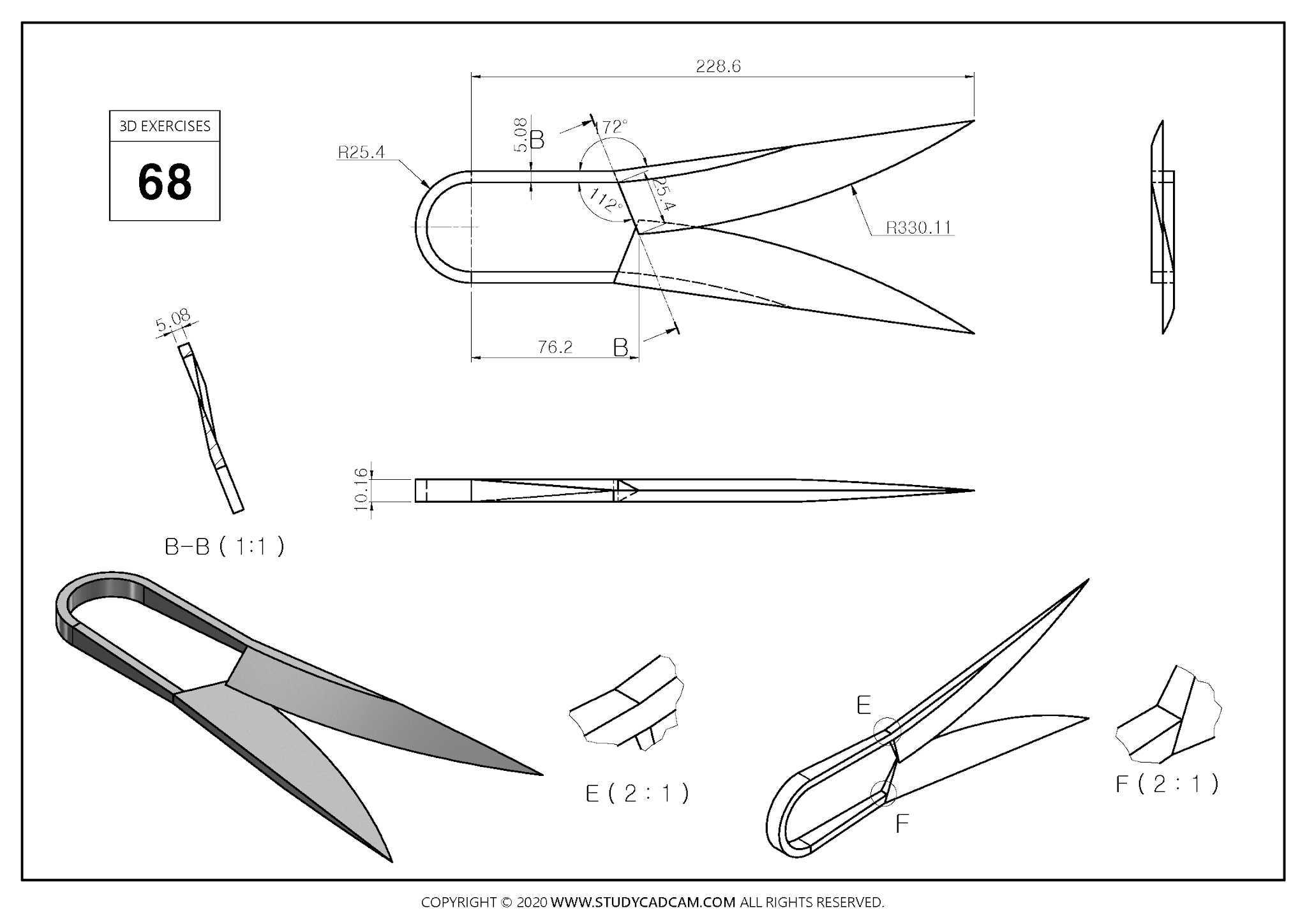 067 Studycadcam 3D CAD ��ϰ 68/ �ձ����߼���/Tijeras Japonesas para Cortar Hilo/ Autodesk Inventor Pro