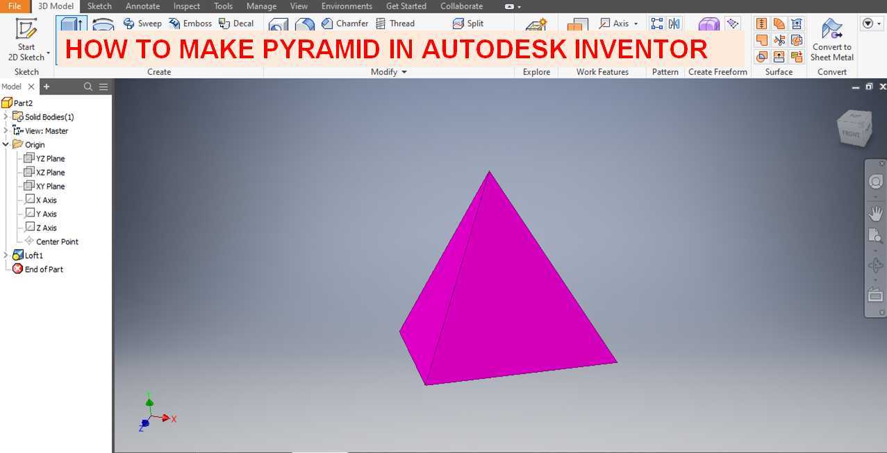 如何在Autodesk Inventor中制作金字塔|| Autodesk Inventor教程|| 3D建模CAD教程