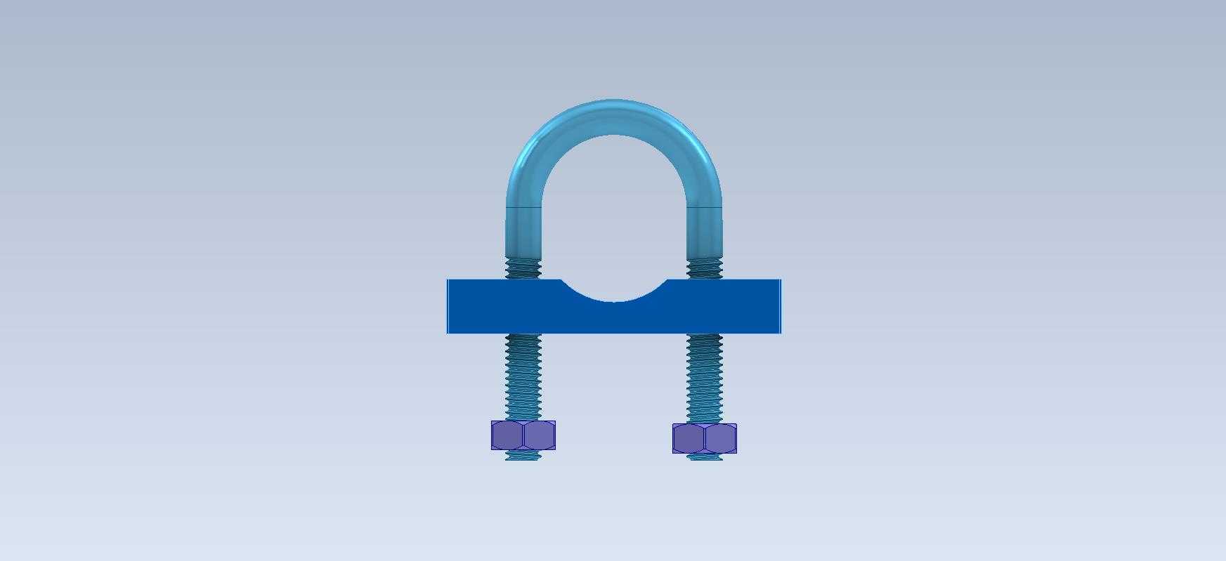3D CAD ������ϰ U ����˨�ܼ�/Abrazadera de tube con perno en U/Autodesk Inventor Pro