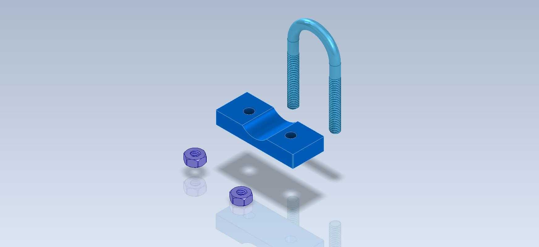 3D CAD ������ϰ U ����˨�ܼ�/Abrazadera de tube con perno en U/Autodesk Inventor Pro
